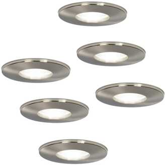 6x Vegas - LED Inbouwspots Badkamer IP44 Zilver
