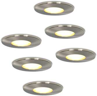6x Vegas - LED Inbouwspots Badkamer IP44 Zilver