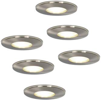 6x Vegas - LED Inbouwspots Badkamer IP44 Zilver