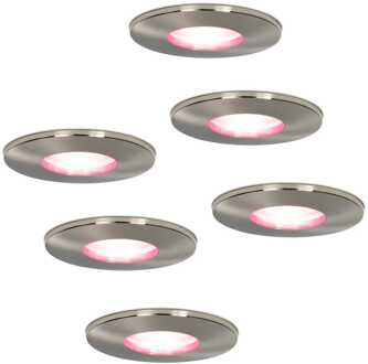 6x Vegas Smart Inbouwspots RGBWW IP44 Zilver