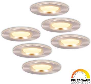 6x Venezia - LED Inbouwspots Badkamer IP65 Zilver