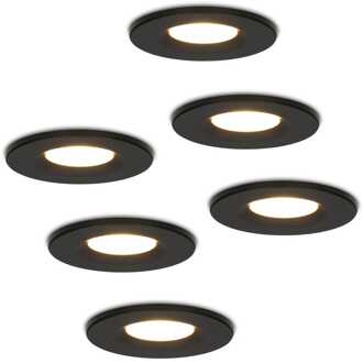 6x Venezia - LED Inbouwspots Badkamer IP65 Zwart