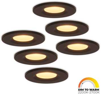 6x Venezia - LED Inbouwspots Badkamer IP65 Zwart