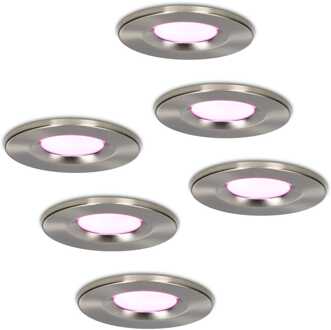 6x Venezia Smart Inbouwspots RGBWW IP65 Zilver