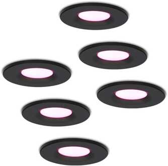 6x Venezia Smart Inbouwspots RGBWW IP65 Zwart