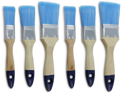 6x Verfkwasten plat blauw