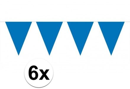 6x vlaggenlijn / slinger blauw 10 meter - totaal 60 meter - slingers