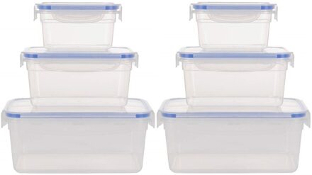 6x Voorraadbakjes/bewaarbakjes transparant 500, 900 en 1500ml