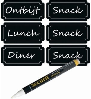 6x Voorraadkast/keuken krijtbord etiketten met witte krijtstift - Action products