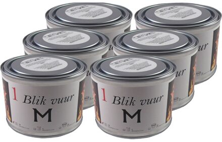 6x Vuurblik tuinfakkel 11 x 7,5 cm 4 branduren - Fakkels Zilverkleurig