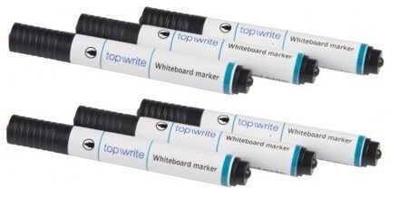 6x Whiteboard markers zwart - Whiteboard stift