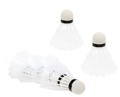 6x Witte badminton shuttles - Badmintonshuttles