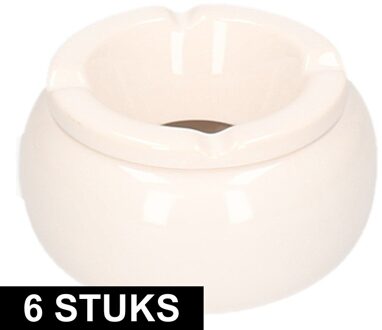 6x Witte terras asbak/storm asbak 11 cm - Buiten asbakken - Tafelaccessoires - Tuin artikelen