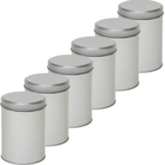 6x Zilver rond opbergblik/bewaarblik 13 cm - Zilveren koffiepads/koffiecups voorraadblikken - Voorraadbussen