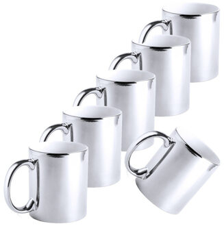 6x Zilveren bekers/mokken metallic 350 ml