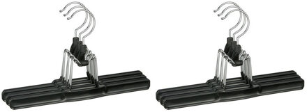 6x Zwarte kledinghangers voor broeken en rokken 26 cm - Kledinghangers