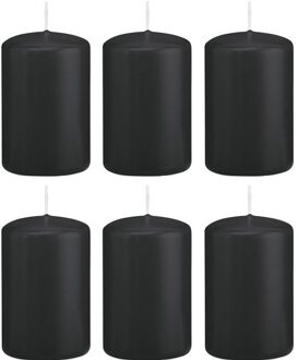 6x Zwarte woondecoratie kaarsen 5 x 8 cm 18 branduren