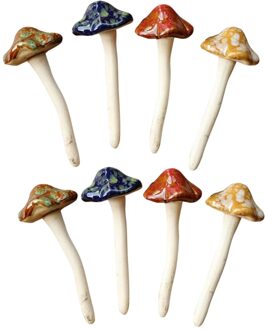 6X12Cm 8 Stuks Keramische Toadstools Paddestoel Fee Ornament Yard Garden Plant Potten Decoratie Ornamenten