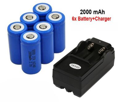 6X2000Mah 16340 Oplaadbare Li-Ion Batterij Voor Led Zaklamp + Cr123a Lader Acculader Speelgoed Batterij Charger #3