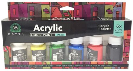 6X25Ml Zware Body Kleuren Rijke Pigmenten Acrylverf Set Voor Schilderen Ambachten 77HA