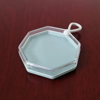 6X6Cm Zachte Massaal Poederdons Natuurlijke Glad Cosmetische Luchtkussen Draagbare Suspenable Storage Case Transparante Doos empty blauw case