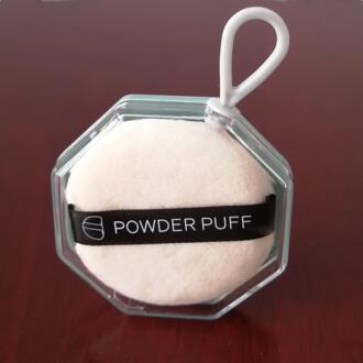 6X6Cm Zachte Massaal Poederdons Natuurlijke Glad Cosmetische Luchtkussen Draagbare Suspenable Storage Case Transparante Doos huid puff blauw case