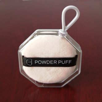 6X6Cm Zachte Massaal Poederdons Natuurlijke Glad Cosmetische Luchtkussen Draagbare Suspenable Storage Case Transparante Doos huid puff grijs case