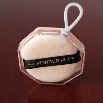 6X6Cm Zachte Massaal Poederdons Natuurlijke Glad Cosmetische Luchtkussen Draagbare Suspenable Storage Case Transparante Doos huid puff roze case