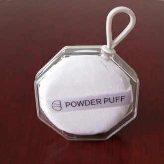 6X6Cm Zachte Massaal Poederdons Natuurlijke Glad Cosmetische Luchtkussen Draagbare Suspenable Storage Case Transparante Doos wit puff grijs case