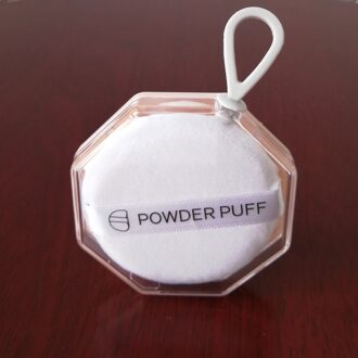 6X6Cm Zachte Massaal Poederdons Natuurlijke Glad Cosmetische Luchtkussen Draagbare Suspenable Storage Case Transparante Doos wit puff roze case