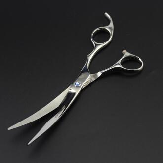 7.0 Inch Sliver Pet Grooming Schaar Set Straight Cut Tanden Cut Dichte Tanden Schaar Kat Hond Grooming Schaar Kit upward curved