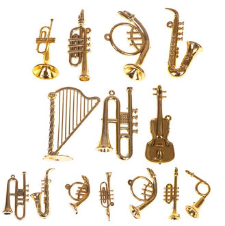 7/14 Stks/set 2 Stijlen Mini Plastic Muziekinstrument Goud Kerstboom Opknoping Xmas Decor