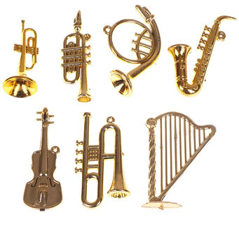 7/14 Stks/set 2 Stijlen Mini Plastic Muziekinstrument Goud Kerstboom Opknoping Xmas Decor