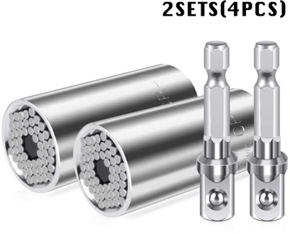 7-19mm Universal Ratchet Socket 2 Sets Magic Spanner Grip Multi Function Power Drill Adapter Car Hand Tools Repair Kit
