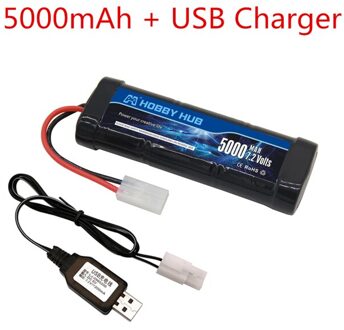 7.2 V 5000Mah Ni-Mh Sc Batterij En 7.2 V Lader Voor Rc Speelgoed Tank Auto Vliegtuig Helicopter Met Tamiya connectors 7.2 V Batterij Blauw