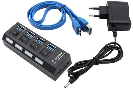 7 / 4 Usb 3.0 High Speed Hub Met Aparte Zeven Poorten Compact Lichtgewicht Power Adapter Hub Met Voeding 4USB EU plug