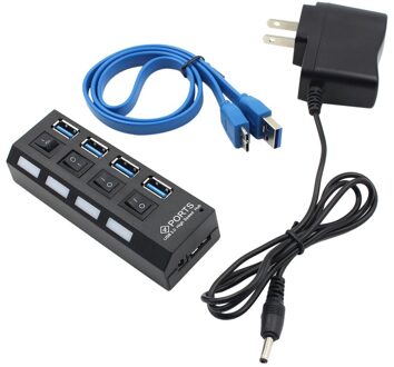 7 / 4 Usb 3.0 High Speed Hub Met Aparte Zeven Poorten Compact Lichtgewicht Power Adapter Hub Met Voeding 4USB US plug