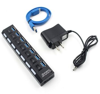 7 / 4 Usb 3.0 High Speed Hub Met Aparte Zeven Poorten Compact Lichtgewicht Power Adapter Hub Met Voeding 7USB US plug