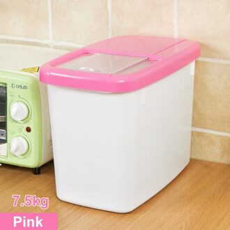 7.5/10Kg Plastic Rijst Graan Opbergdoos Granen Bonen Voedsel Container Verzegelde Vochtbestendige Voedsel Opslag Containers keuken Artikelen roze 7.5KG