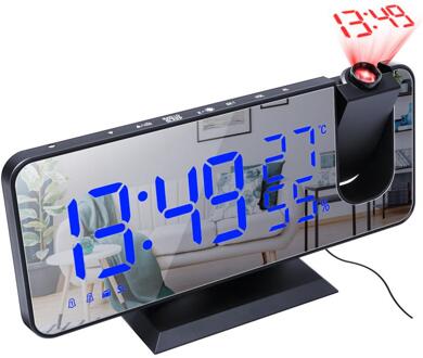 7.5 "Lcd Led Digitale Wekker Projector Fm Radio Snooze Wekker Elektronische Met Projectie Horloge Dual Tafel Alarm klok 02