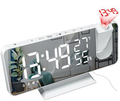 7.5 "Lcd Led Digitale Wekker Projector Fm Radio Snooze Wekker Elektronische Met Projectie Horloge Dual Tafel Alarm klok 03