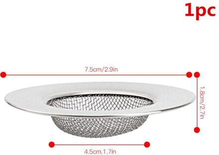 7.5Cm Rvs Keuken Filter Wastafels Zeef Drain Gat Val Metalen Gootsteenzeefje Bath Sink Drain Haar Catcher 1stk