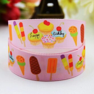 7/8 ''22Mm, 1" 25Mm, 1-1/2 "38Mm, 3" 75Mm Cupcake Stripfiguur Gedrukt Grosgrain Lint Partij Decoratie 10 Yards X-00789 Width 75MM