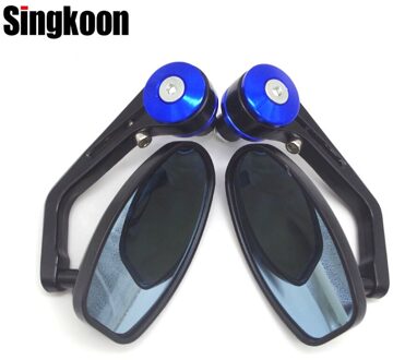 7/8 "22mm Universal Motorcycle Handle Bar End Retro Achteruitkijkspiegel Side Spiegels VOOR yamaha nmax 125 benelli tnt 300 goldwing gl1800 Blauw