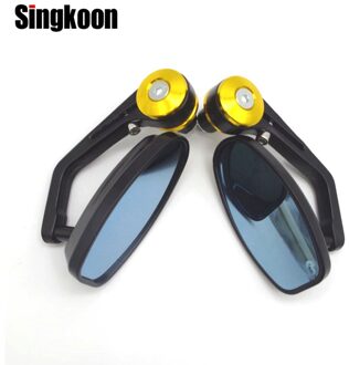 7/8 "22mm Universal Motorcycle Handle Bar End Retro Achteruitkijkspiegel Side Spiegels VOOR yamaha nmax 125 benelli tnt 300 goldwing gl1800 Goud