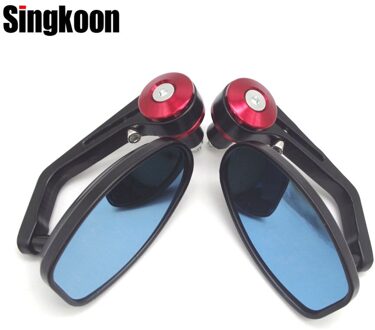 7/8 "22mm Universal Motorcycle Handle Bar End Retro Achteruitkijkspiegel Side Spiegels VOOR yamaha nmax 125 benelli tnt 300 goldwing gl1800 Rood