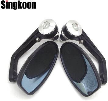 7/8 "22mm Universal Motorcycle Handle Bar End Retro Achteruitkijkspiegel Side Spiegels VOOR yamaha nmax 125 benelli tnt 300 goldwing gl1800 Zilver