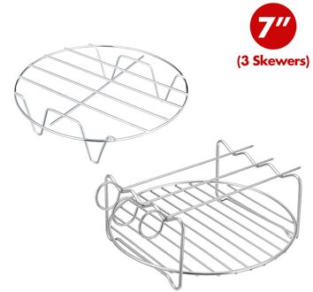 7/8/9 Inch Lucht Friteuse Accessoires Vervanging Bakken Lade Houder Spiesjes Thuis Roestvrij Staal Bbq Rack Dubbeldeks barbecue Gereedschap 7 inches