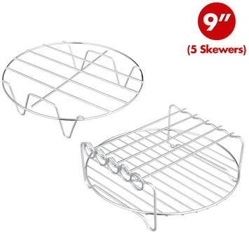 7/8/9 Inch Lucht Friteuse Accessoires Vervanging Bakken Lade Houder Spiesjes Thuis Roestvrij Staal Bbq Rack Dubbeldeks barbecue Gereedschap 9 inches