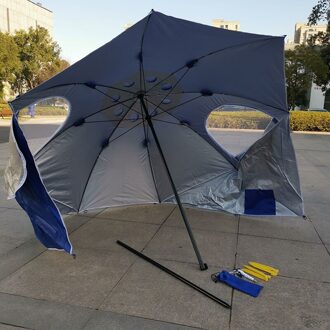 7.87ft Outdoor Strand Paraplu Picknick Protectiontent Draagbare Luifel Camping Weer Onderdak Schaduw blauw